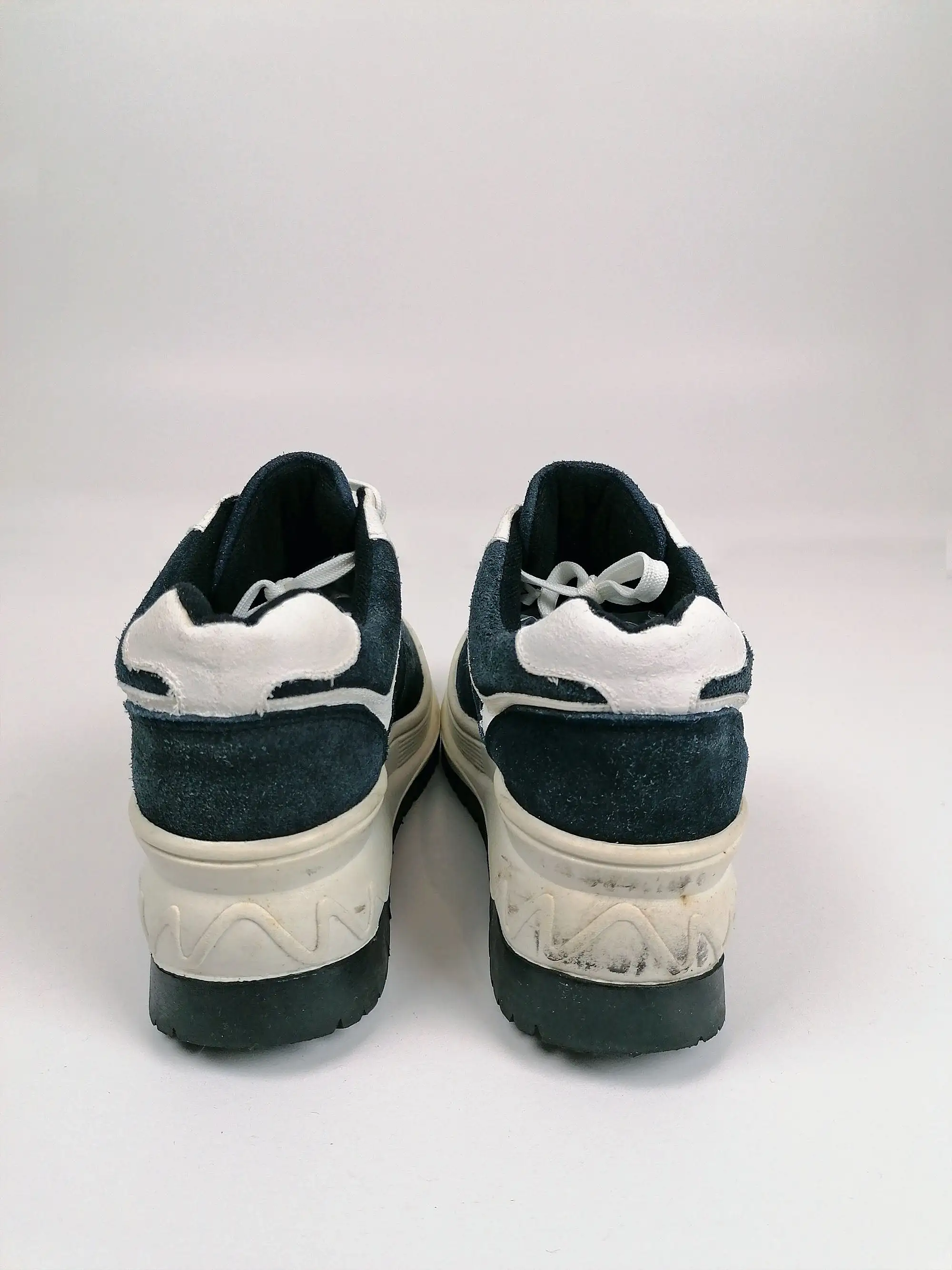 90's Y2K Chunky Platform Sneakers Suede Navy Blue - size EU 37