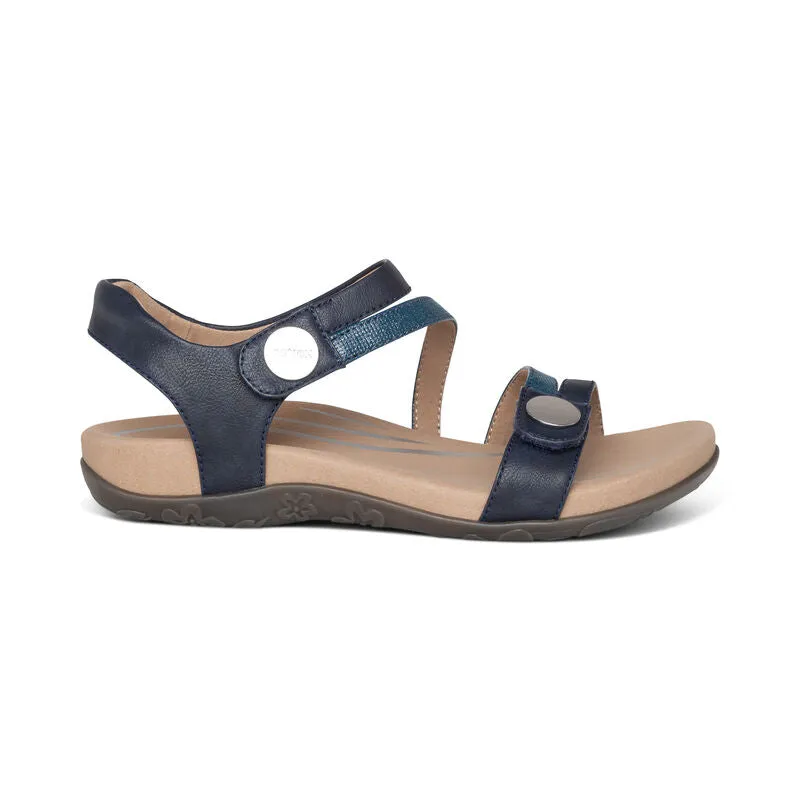 Aetrex Jess Adjustable Quarter Strap Navy Women's Sandal