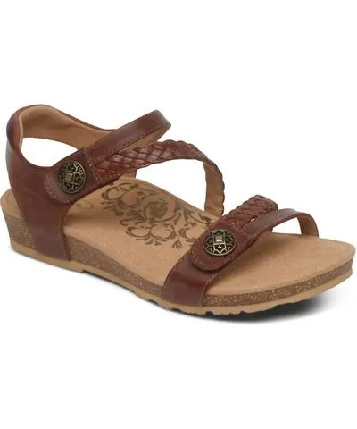 Aetrex Jillian Braided Quarter Strap Sandal In Walnut