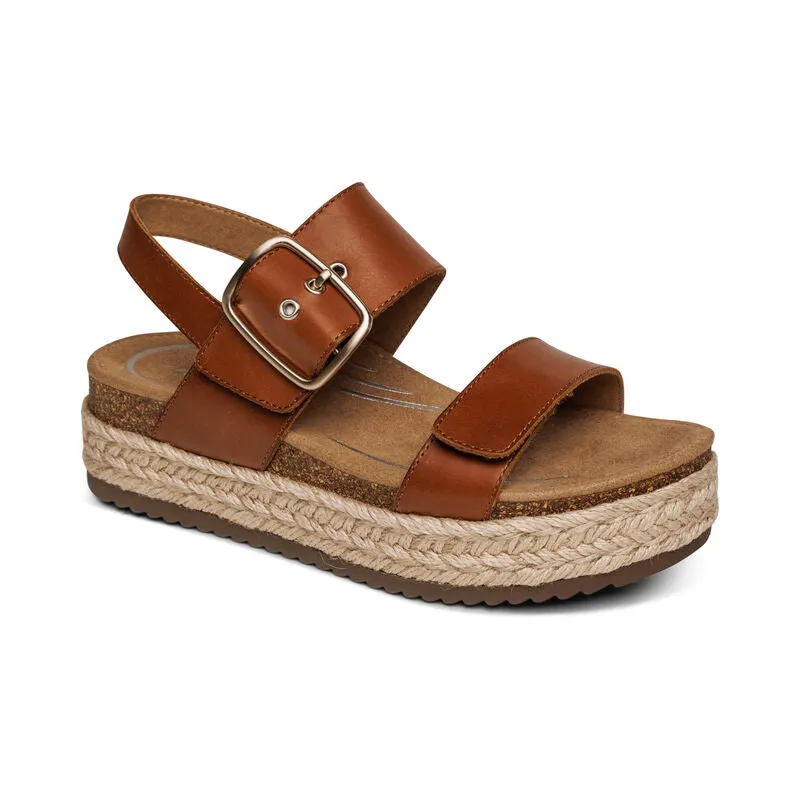 Aetrex Vania Platform Cognac Women's Sandal