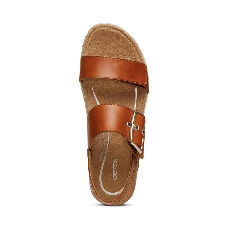 Aetrex Vania Platform Cognac Women's Sandal