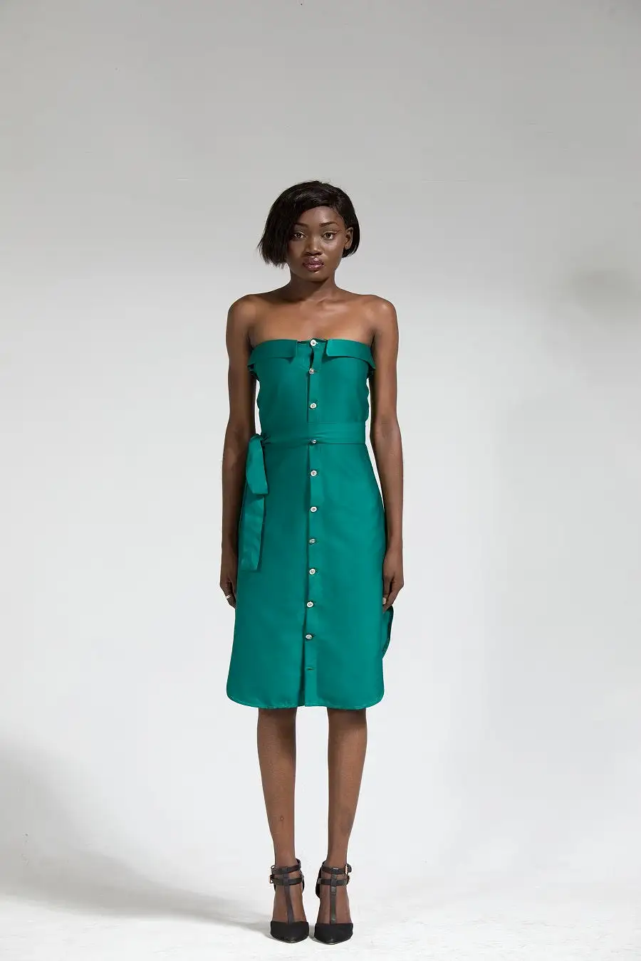 Aku Green Off Shoulder Midi Dress