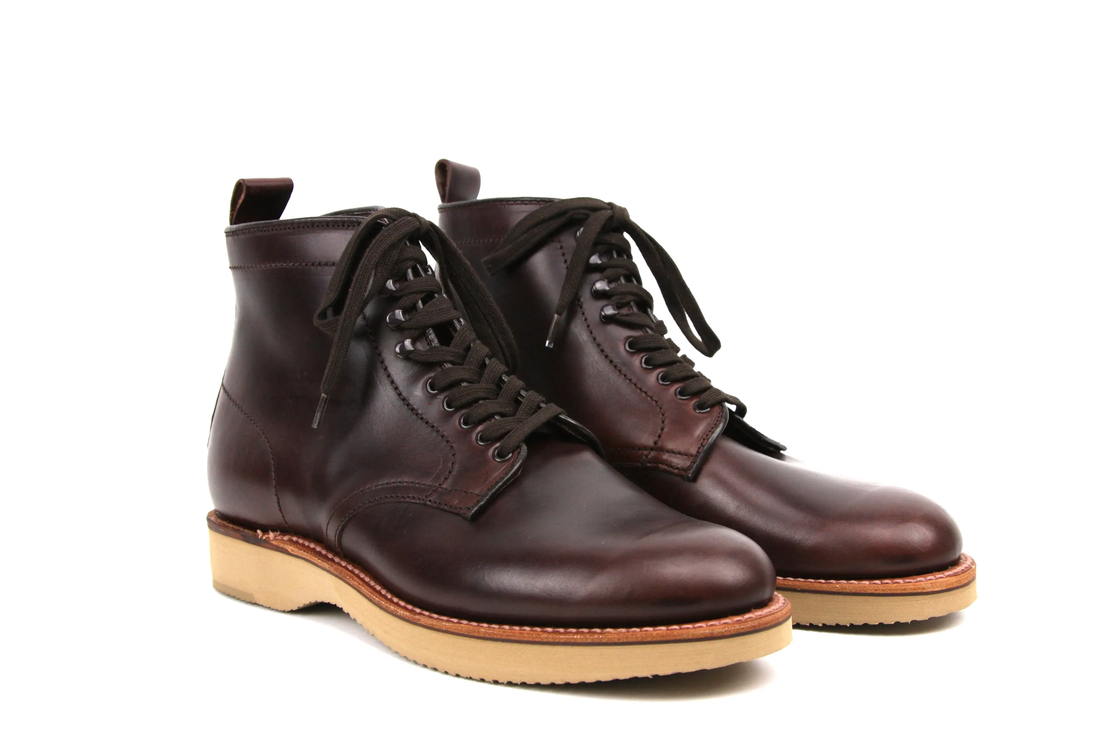 Alden Brown Chromexcel Plain Toe Work Boot on Wedge Sole