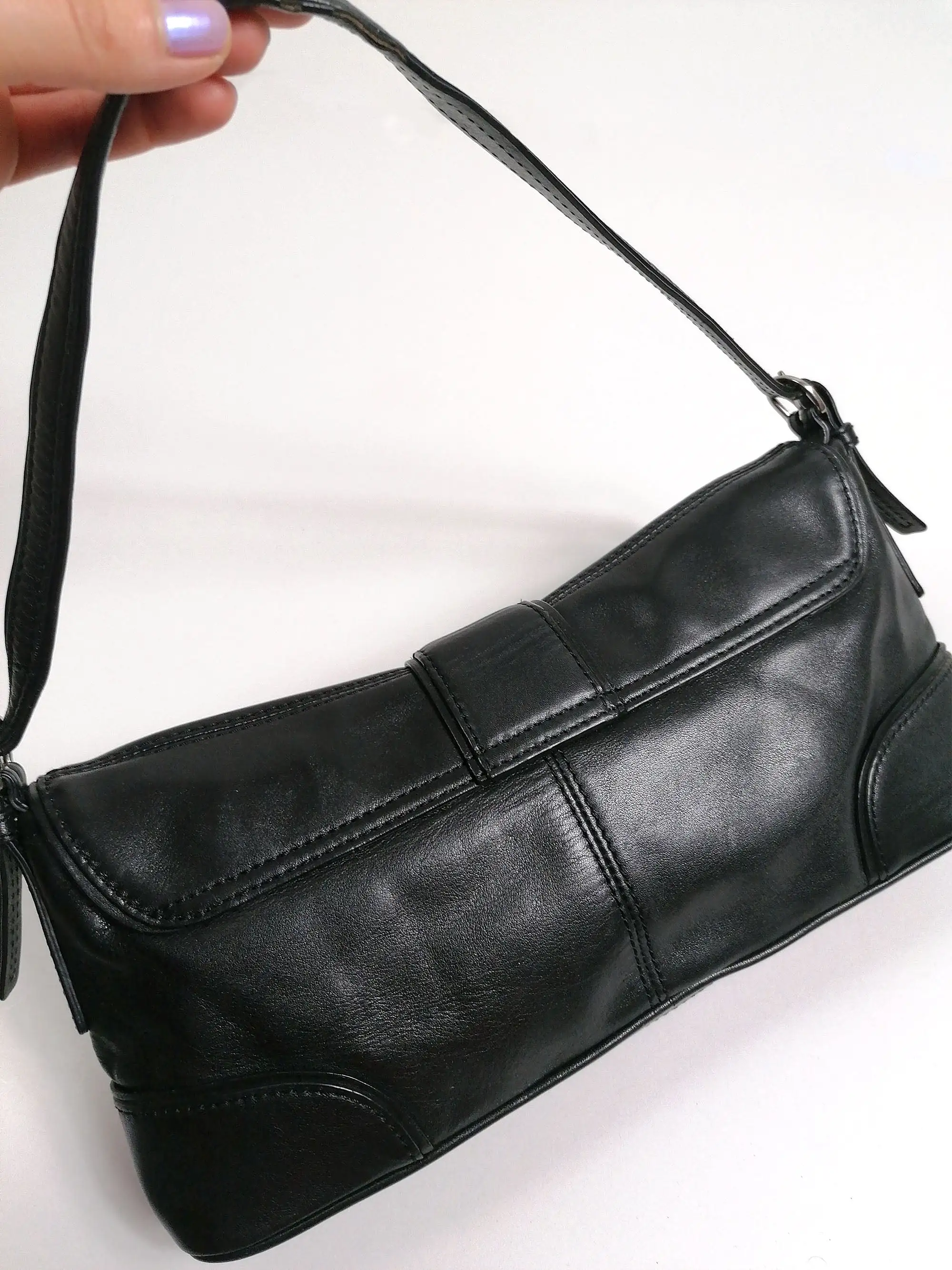 ESPRIT 90's Y2K Small Bag Real Leather Black