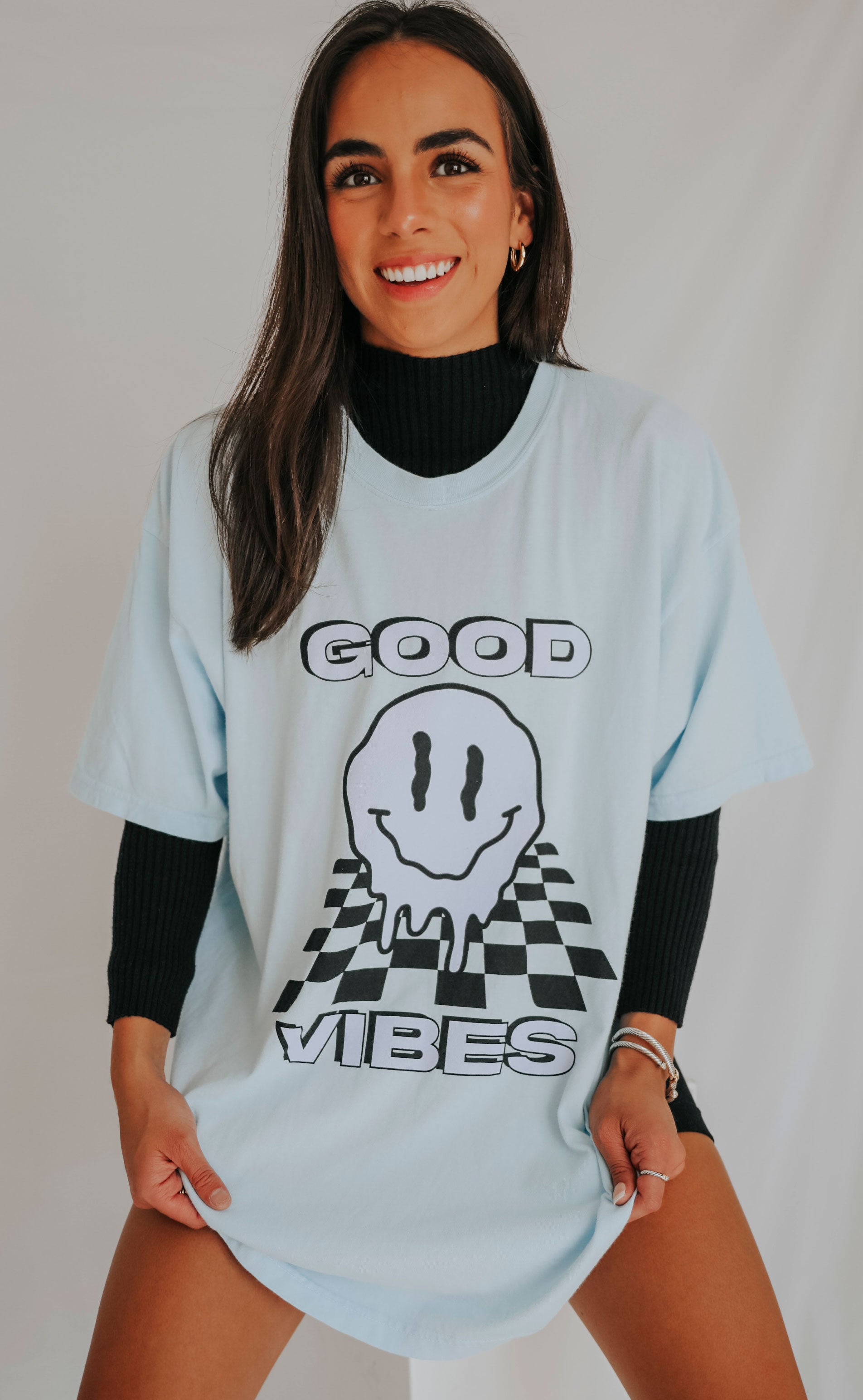 friday + saturday: good vibes t shirt