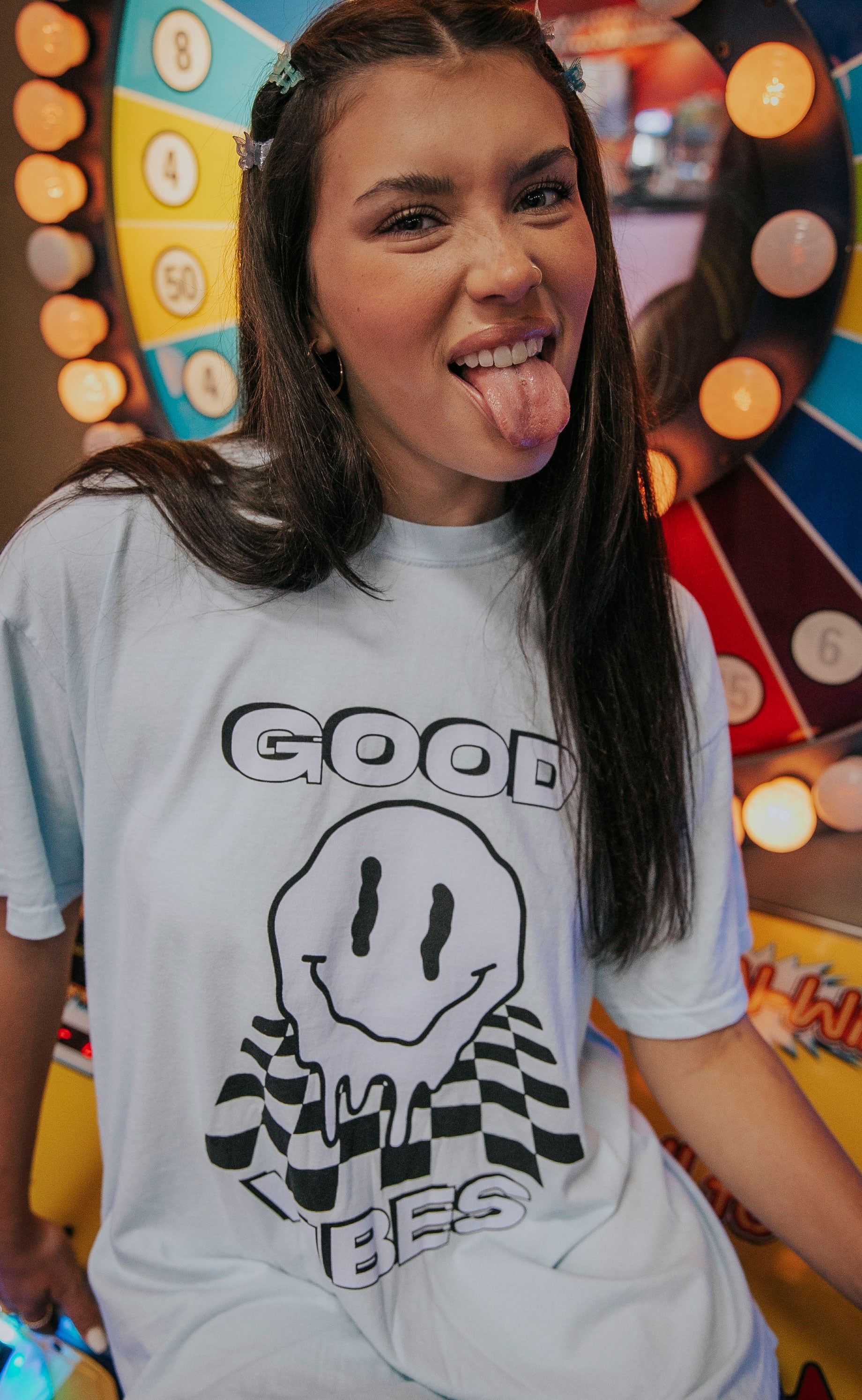 friday + saturday: good vibes t shirt