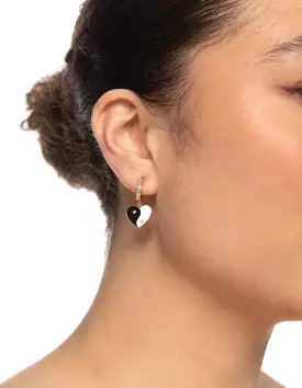 Gold Enamel Yin & Yang Hoop Earrings