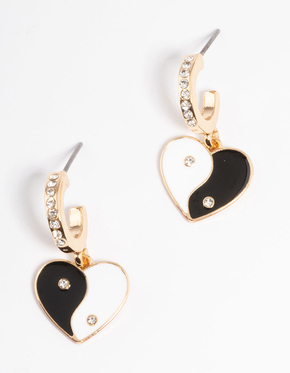 Gold Enamel Yin & Yang Hoop Earrings