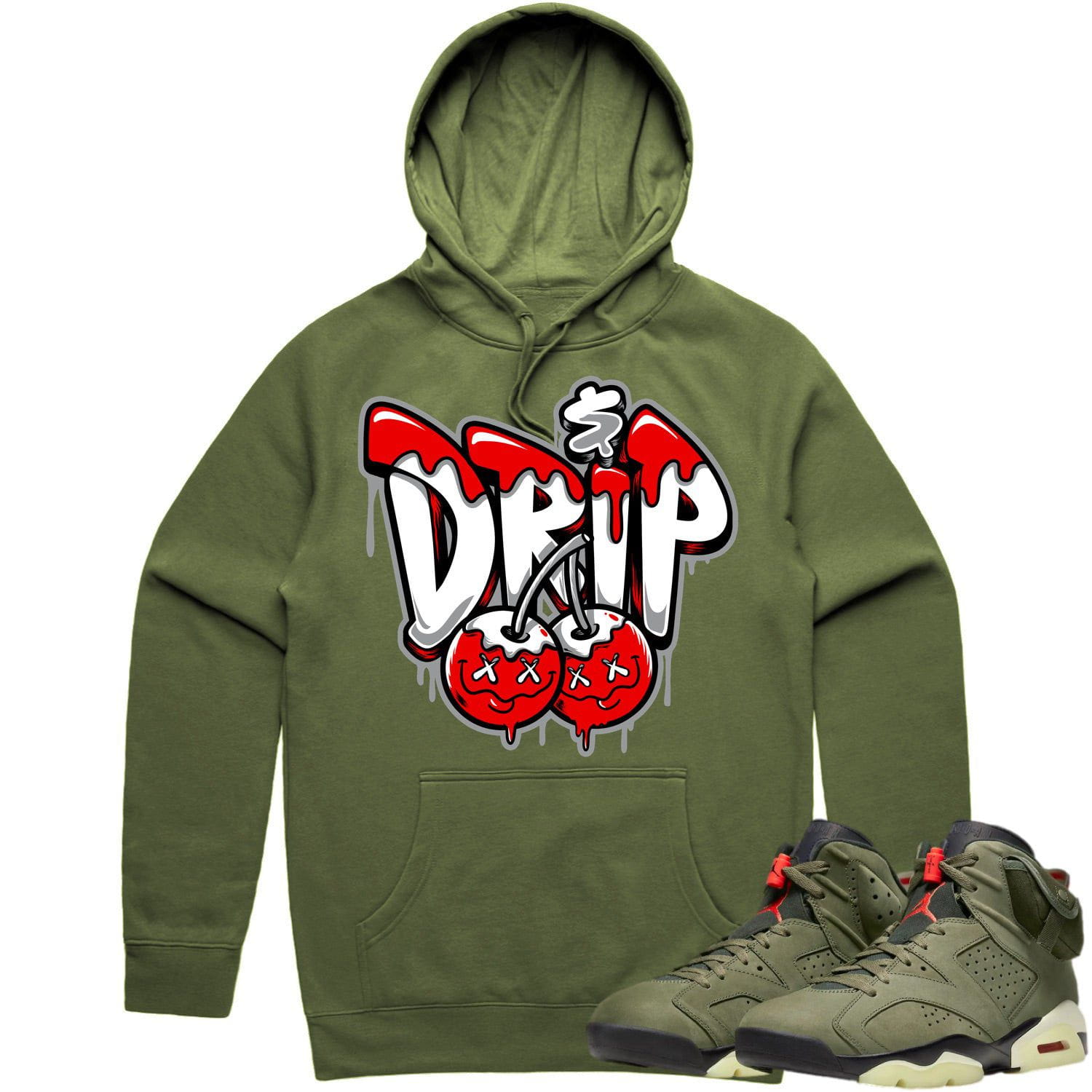 Jordan 6 Cactus Jack 6s Hoodie to Match - RED MONEY DRIP