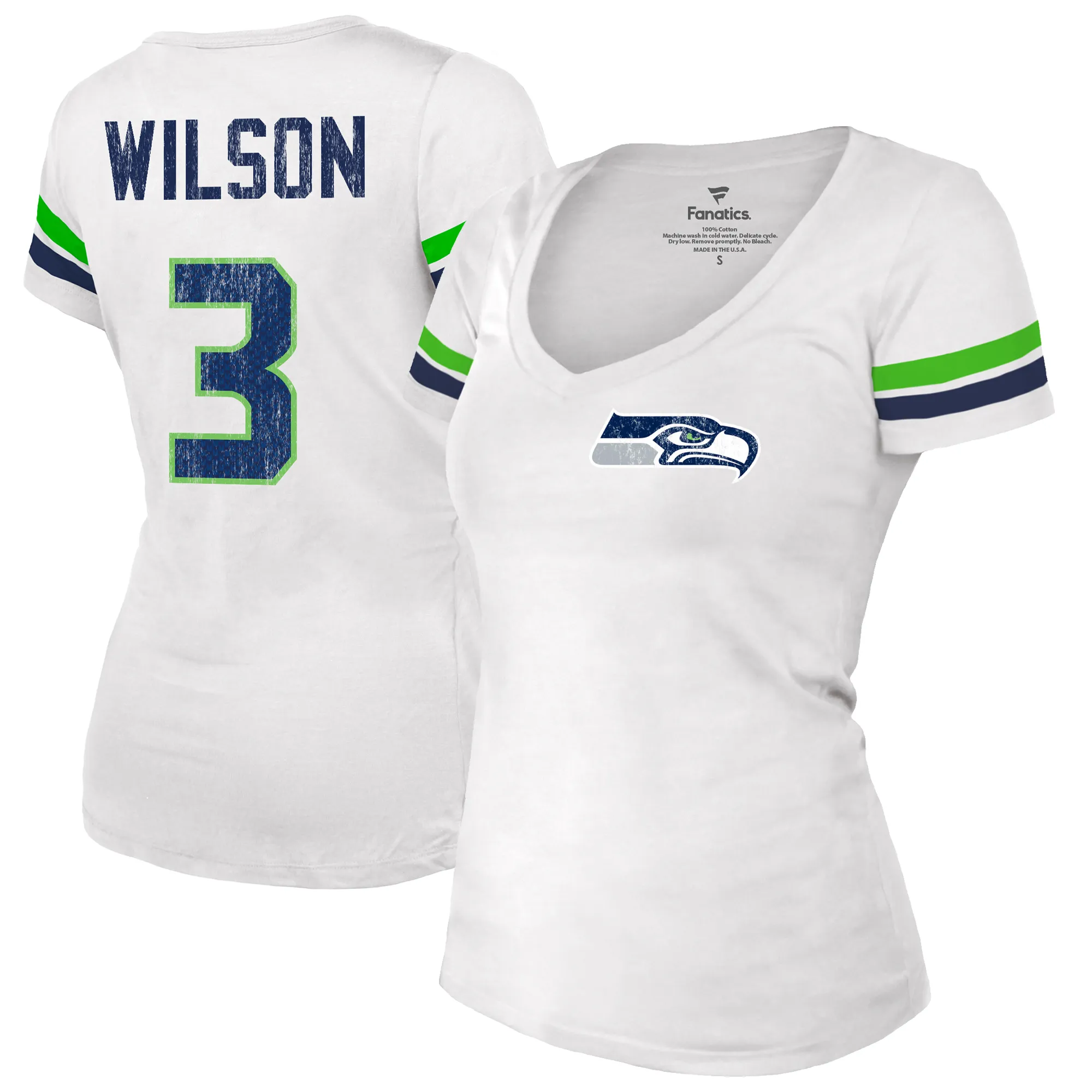 Lids Women's Fanatics Russell Wilson White Seattle Seahawks Fashion Player Name & Number V-Neck T-Shirt