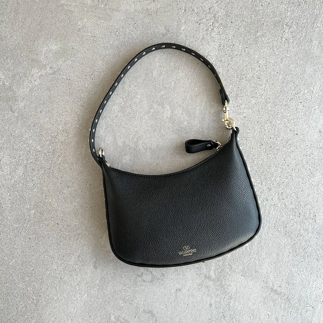 Rockstud Mini Hobo, Black