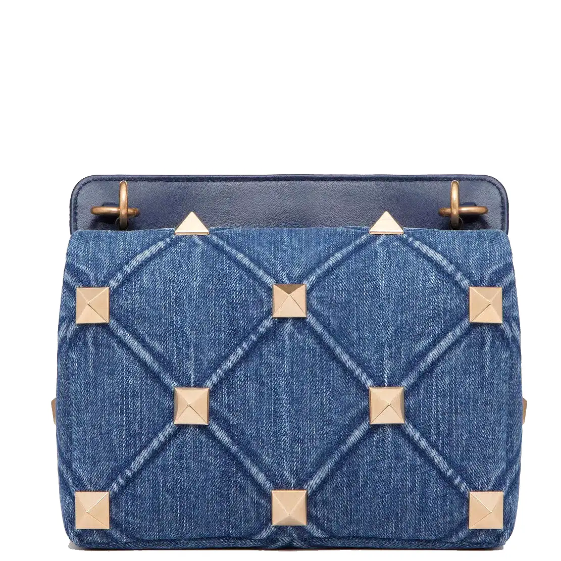 Roman Stud Grained Medium Bag, Denim