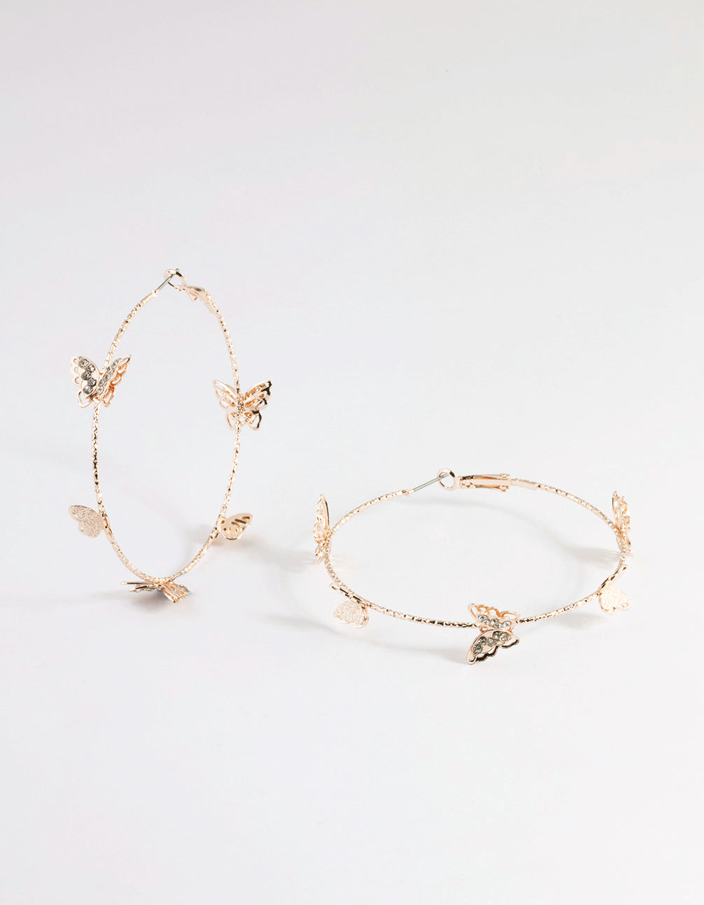 Rose Gold 70cm Butterfly Hoop Earrings