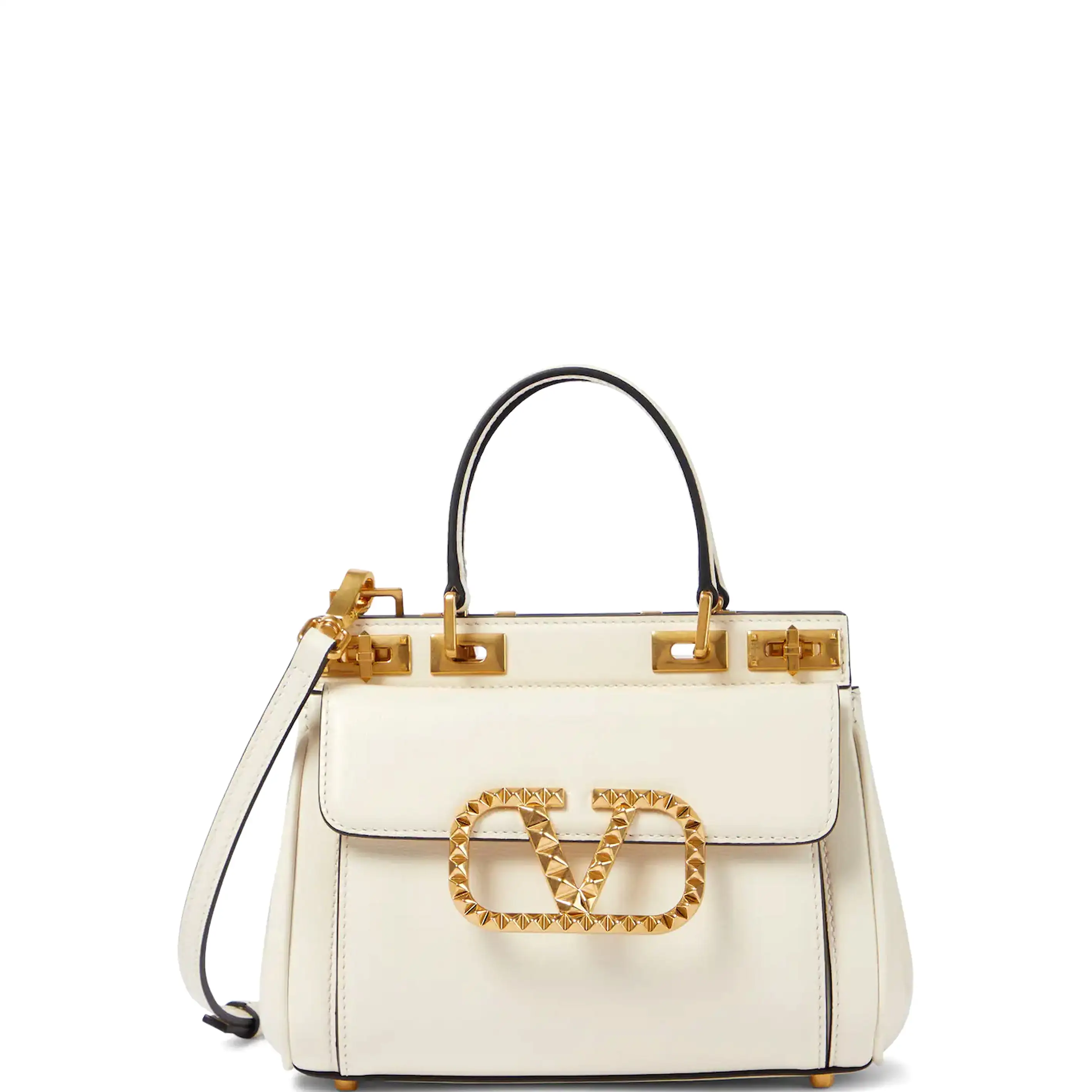 Small Rockstud Alcove Handbag, Ivory