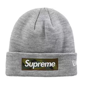 SUPREME CAMO BOX LOGO NEW ERA BEANIE GREY