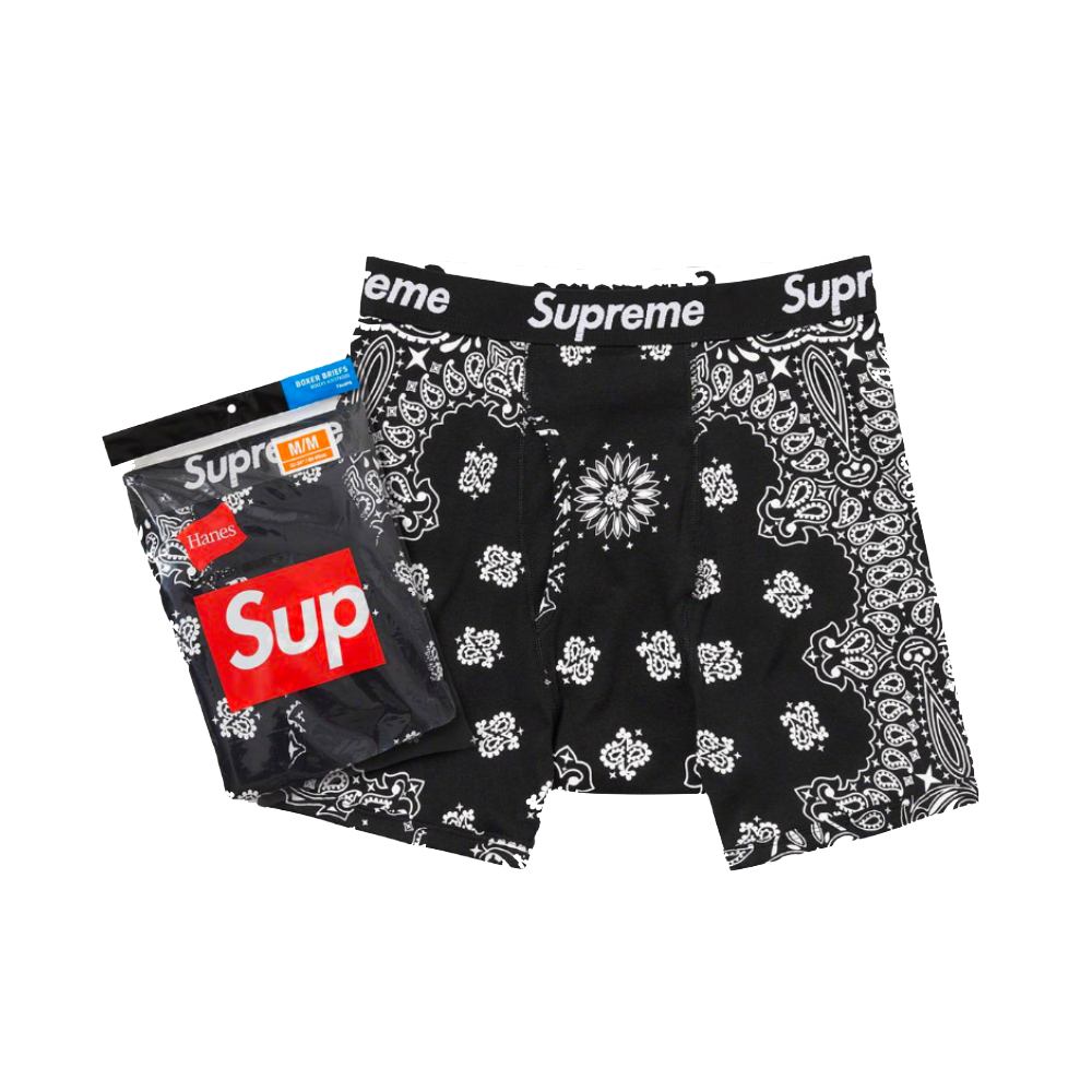 Supreme Hanes Bandana Boxer Briefs (2 Pack) Black