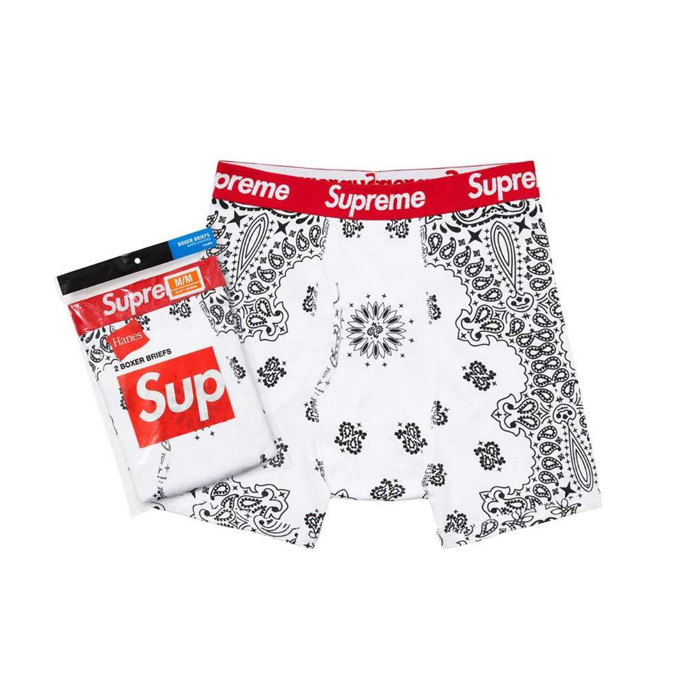 Supreme Hanes Bandana Boxer Briefs (2 Pack) White