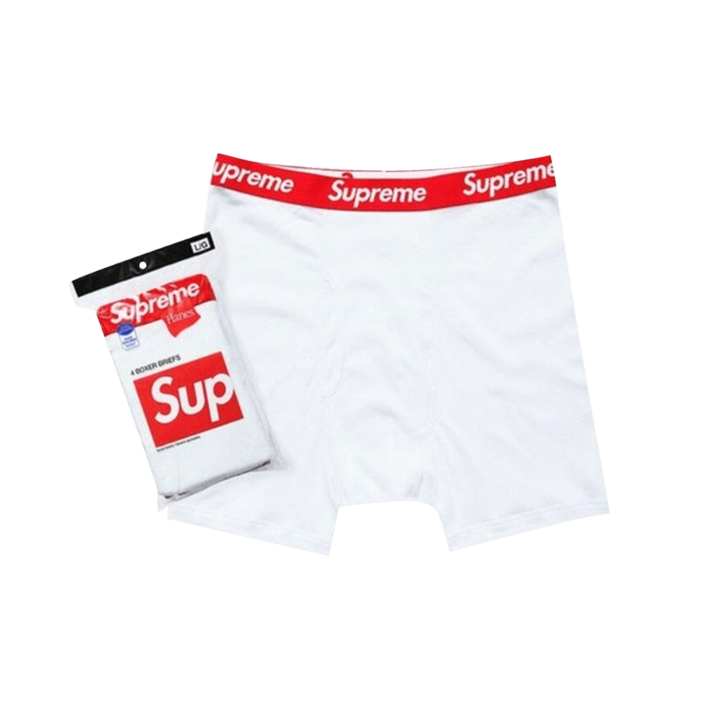 Supreme Hanes Boxer Briefs (4 Pack) White