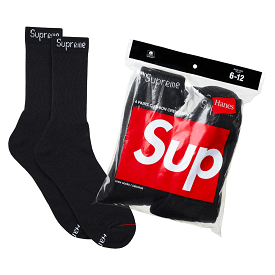 Supreme Hanes Crew Socks (4 Pack) Black