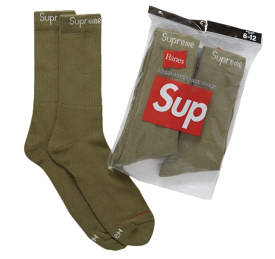 Supreme Hanes Crew Socks (4 Pack) Olive