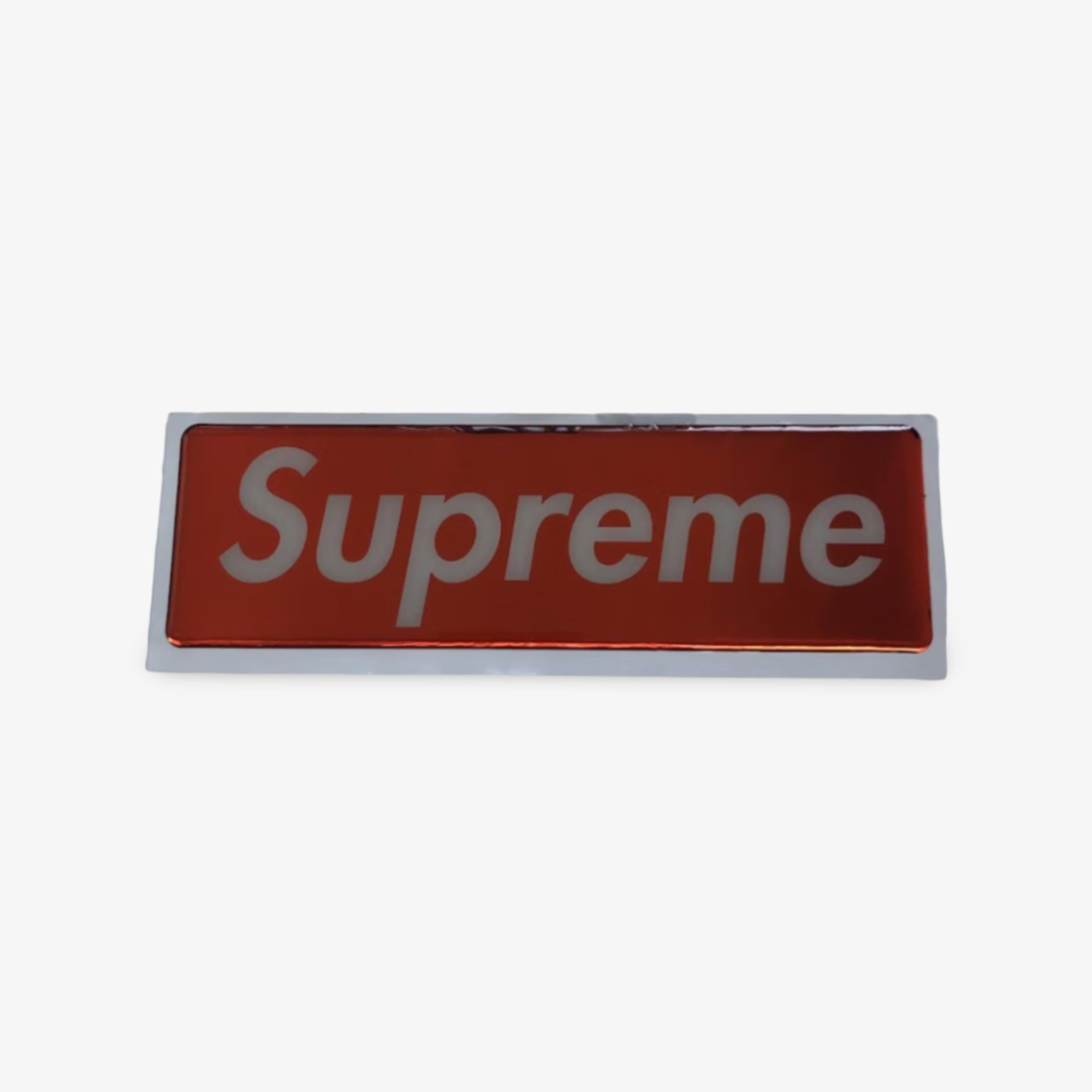 Supreme Sticker 'Box Logo Shiny Vinyl Plastic' (Set of 2) Silver / Red FW17