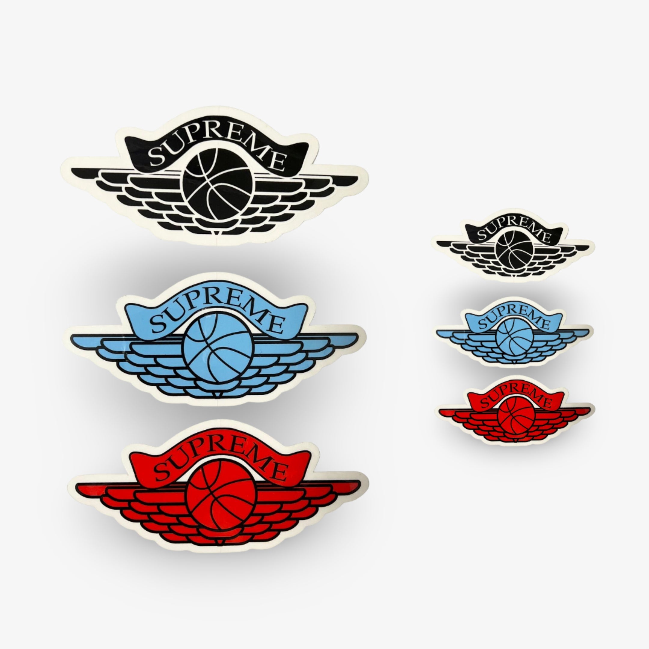 Supreme Sticker 'Michael Jordan Wings Logo' (Set of 6) Black / UNC Blue / Red (Standard + Mini) 1998