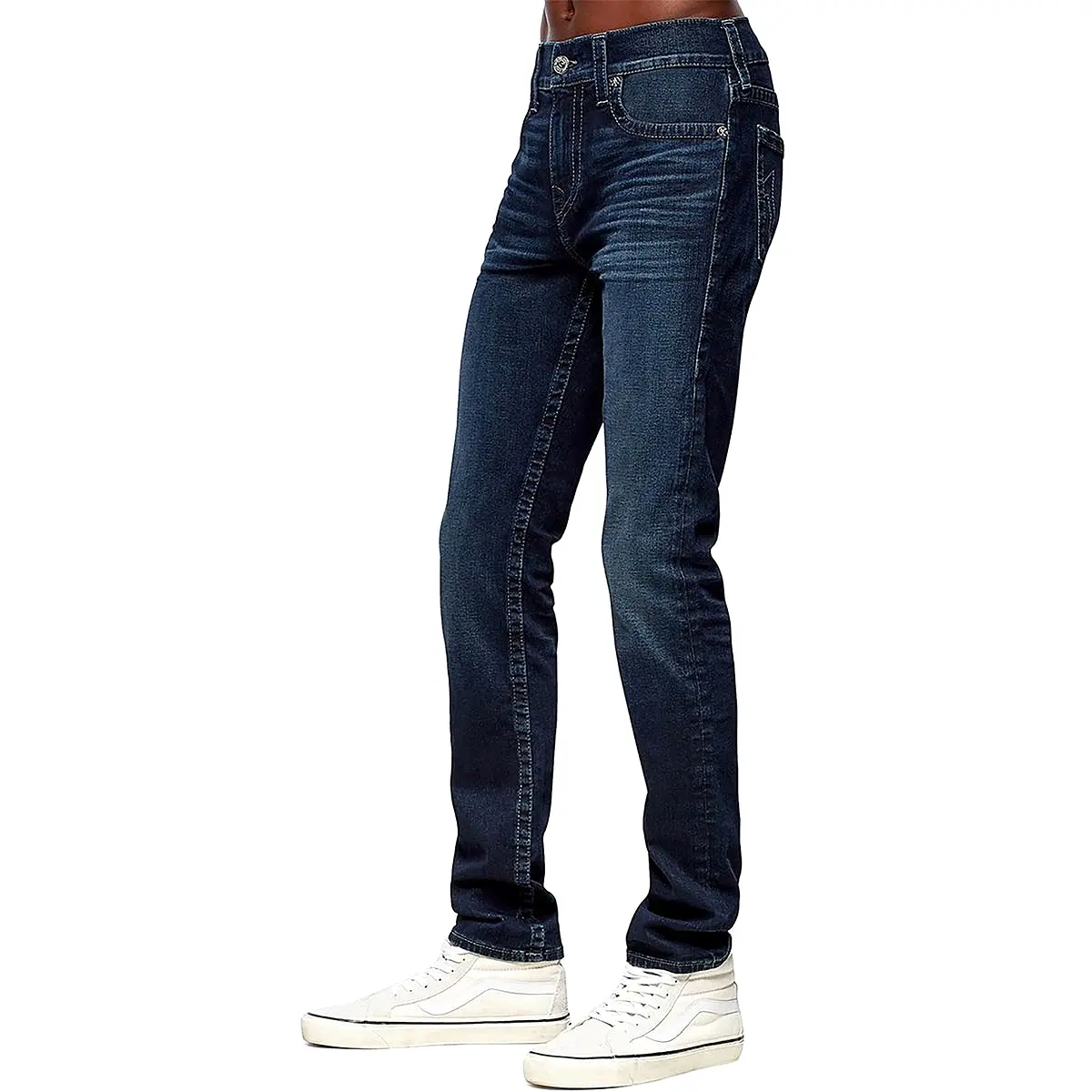 True Religion Mens Rocco Relaxed Dark Wash Skinny Jeans