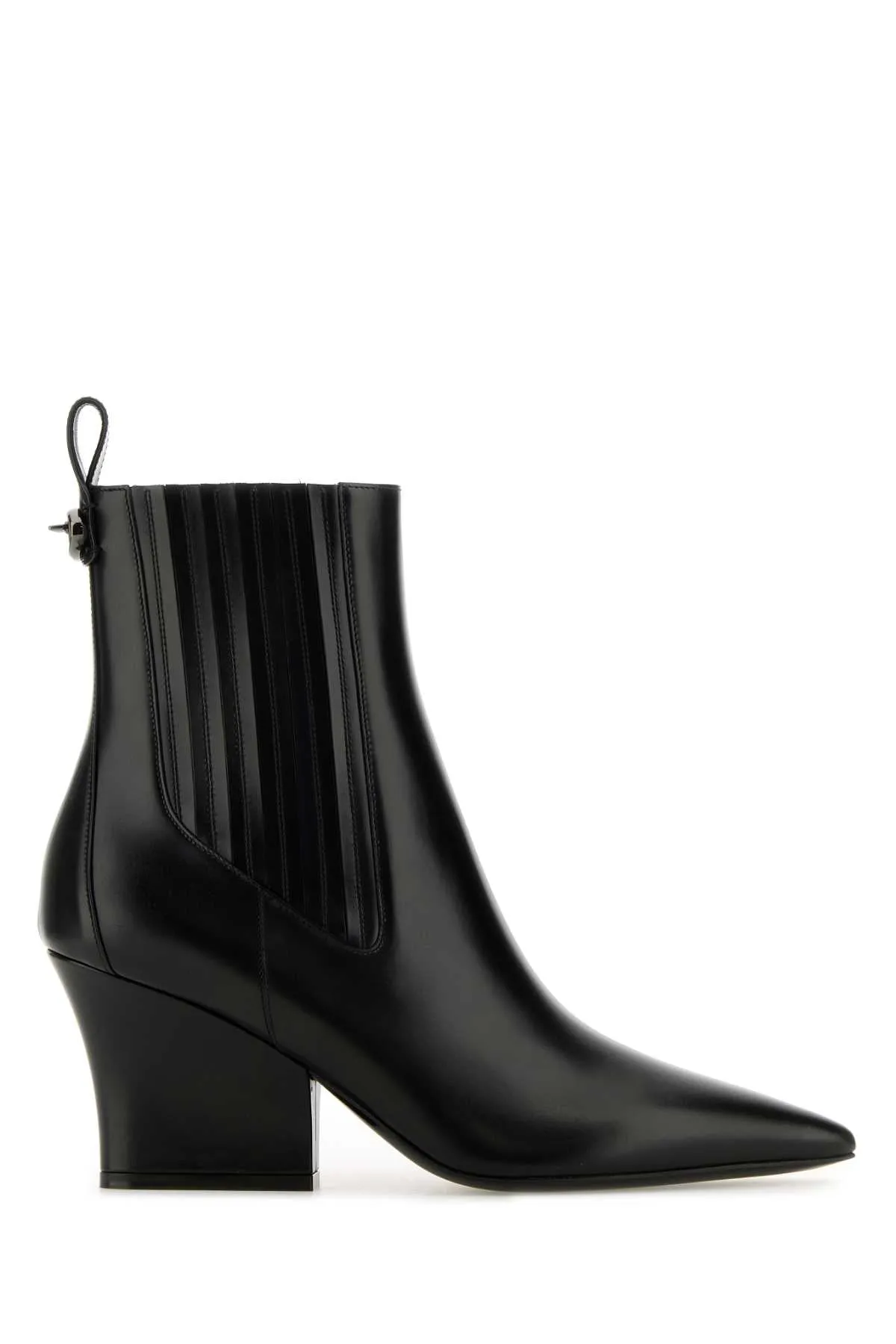 Valentino Garavani Black Leather V Logo Lockette Ankle Boots