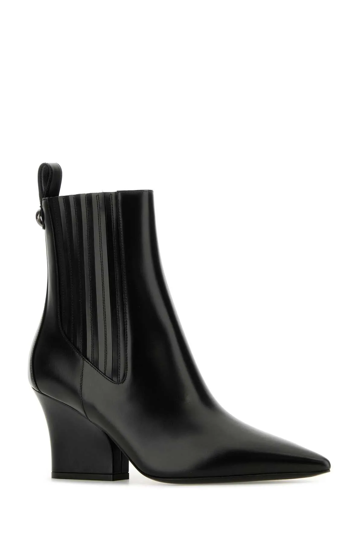 Valentino Garavani Black Leather V Logo Lockette Ankle Boots