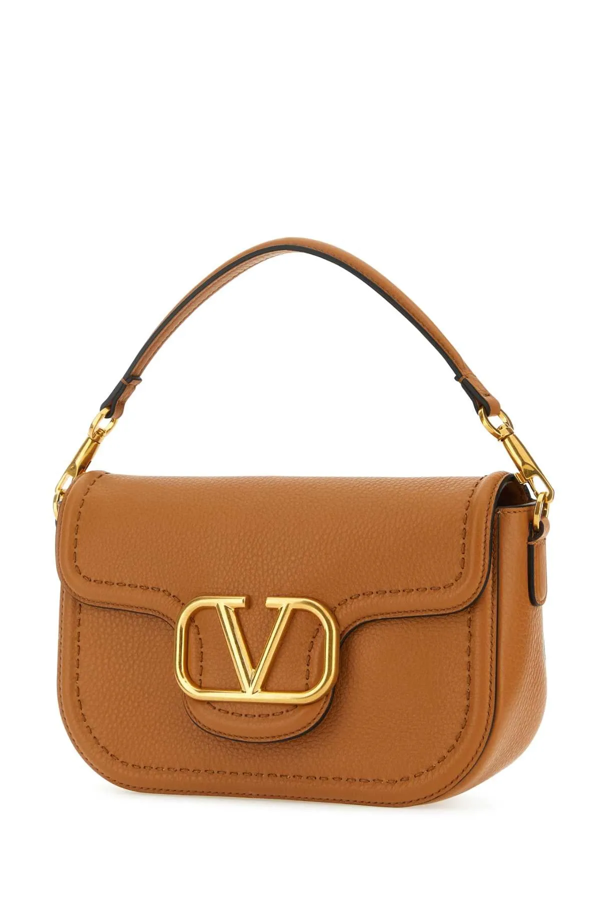 Valentino Garavani Camel Leather Alltime Shoulder Bag