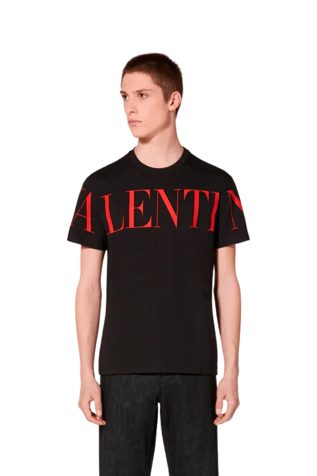 Valentino Garavani Logo Printed Crewneck Black T-Shirt