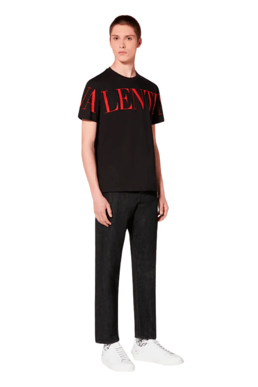 Valentino Garavani Logo Printed Crewneck Black T-Shirt