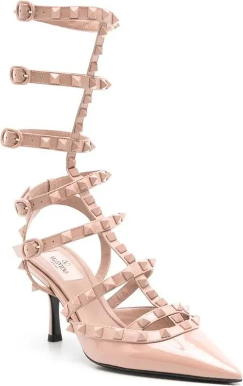 Valentino Garavani Rockstud caged leather pumps Neutrals