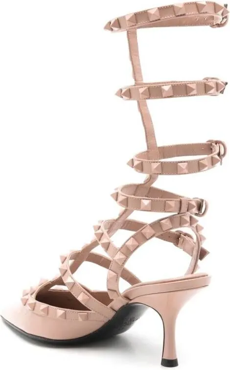 Valentino Garavani Rockstud caged leather pumps Neutrals