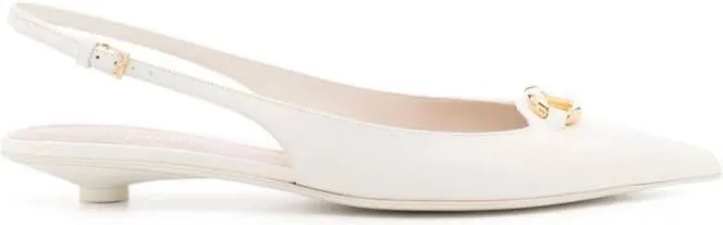 Valentino Garavani V-plaque leather pumps White