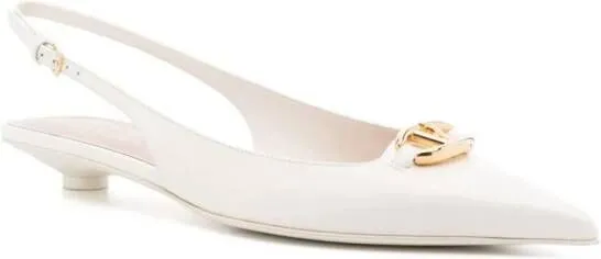 Valentino Garavani V-plaque leather pumps White