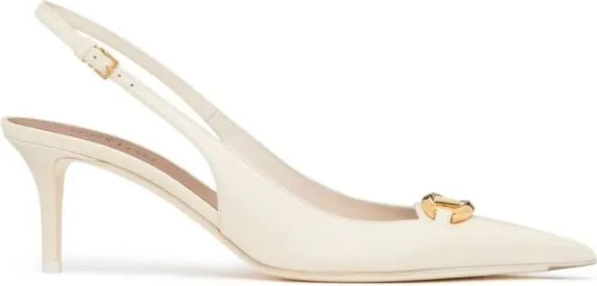 Valentino Garavani VLogo Signature 60mm leather slingback pumps Neutrals