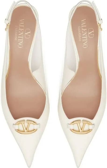 Valentino Garavani VLogo Signature 60mm leather slingback pumps Neutrals