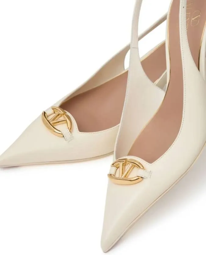 Valentino Garavani VLogo Signature 60mm leather slingback pumps Neutrals