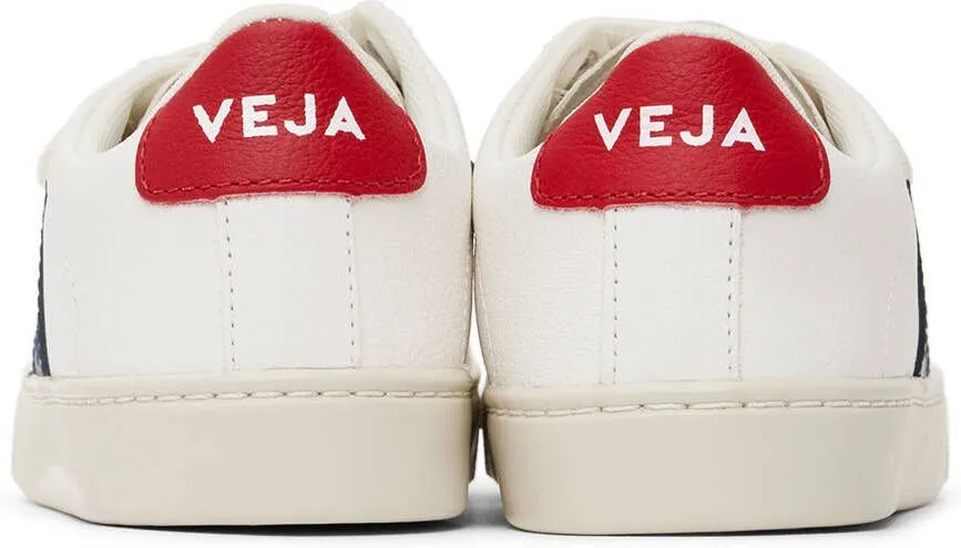 VEJA Kids White & Navy Leather Esplar Sneakers