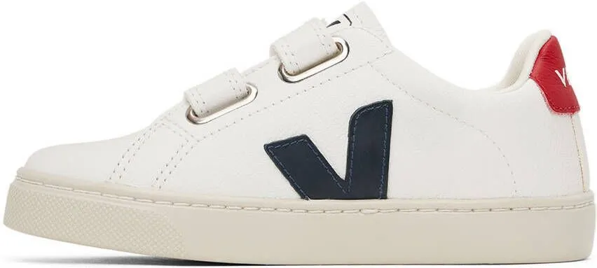 VEJA Kids White & Navy Leather Esplar Sneakers