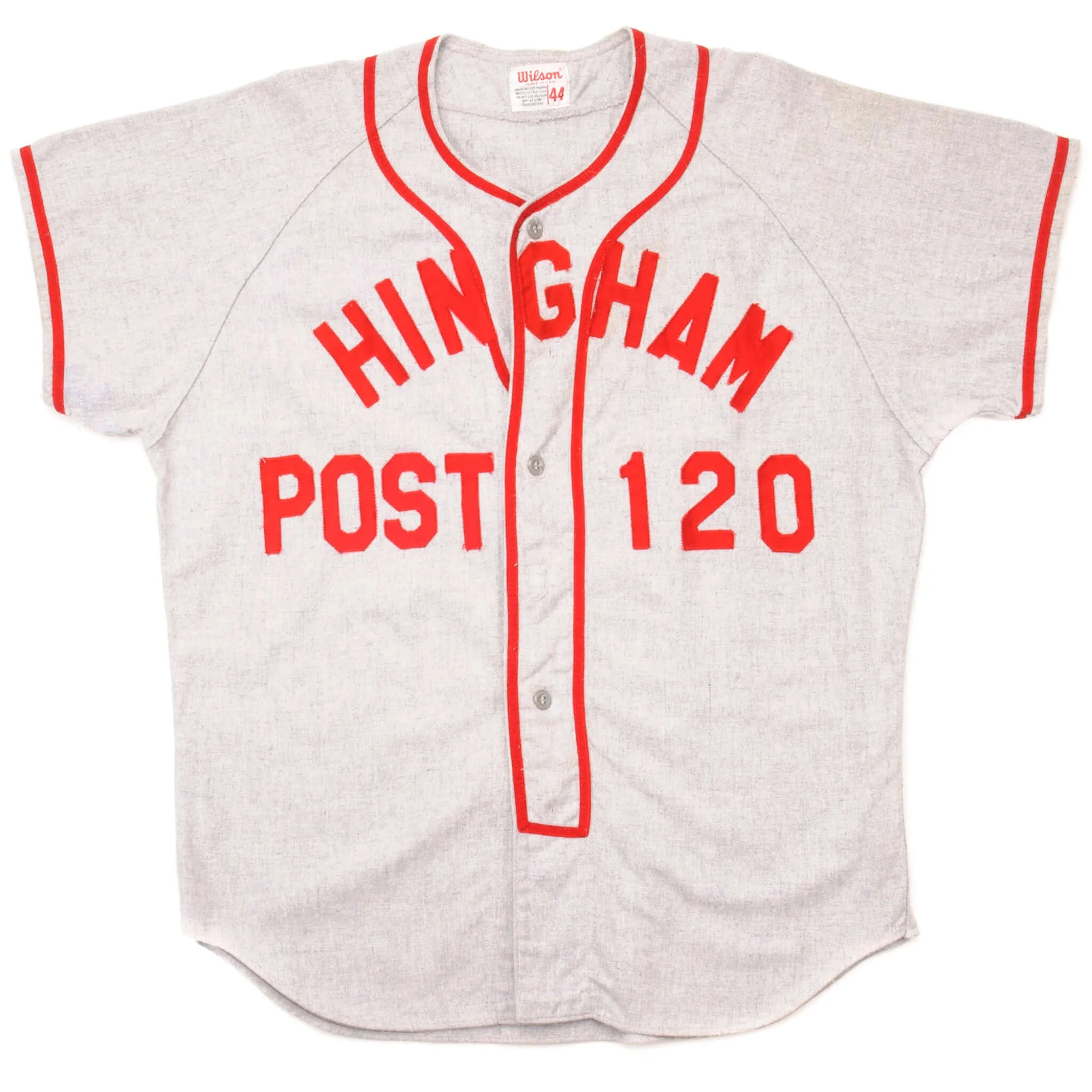 VINTAGE WILSON BASEBALL JERSEY HINGHAM POST 120 NUMBER 23 SIZE XL MADE IN USA