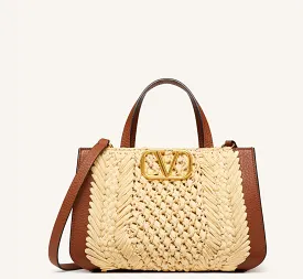 VLOGO Raffia Tote, Natural/Selleria