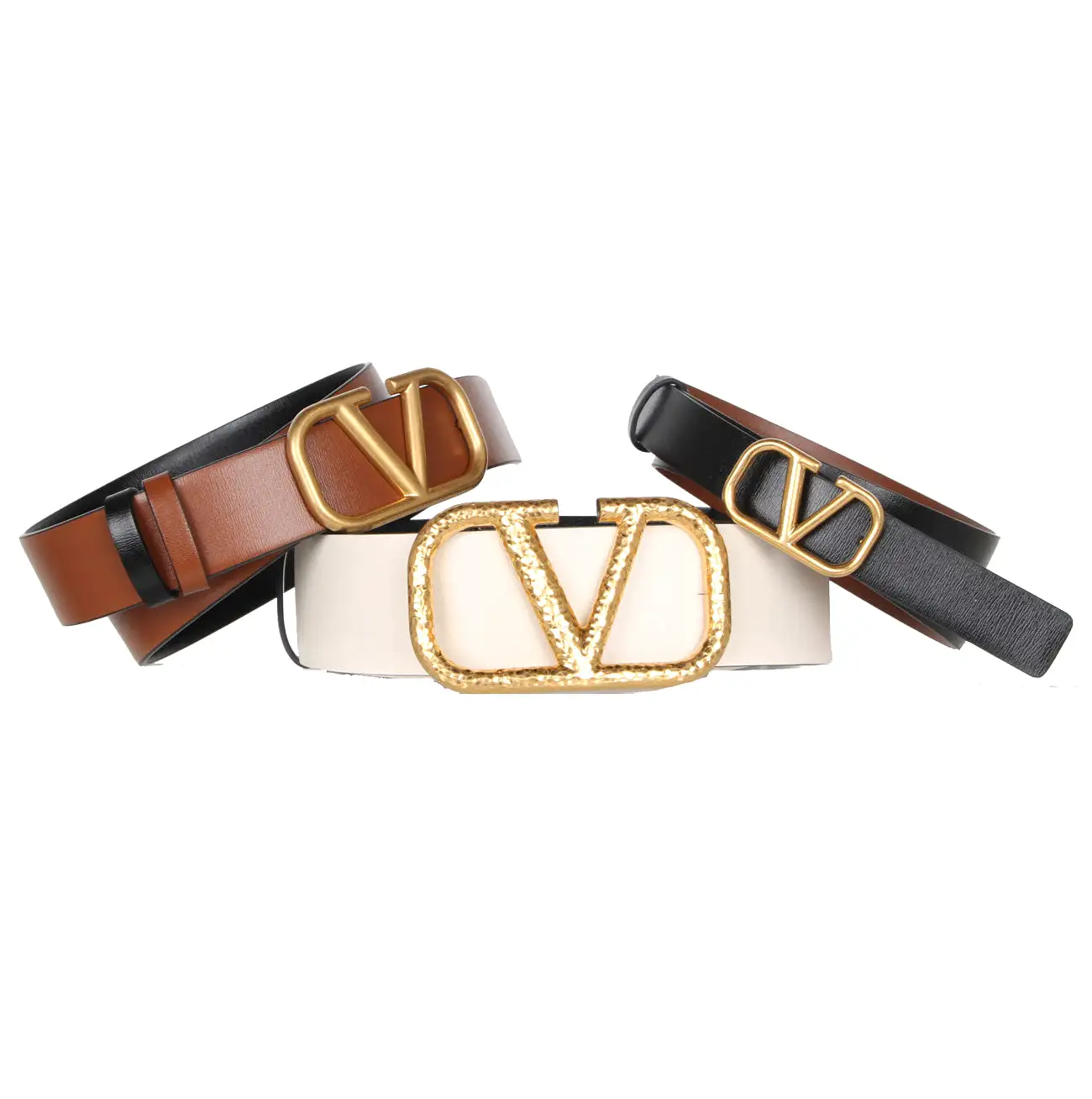 Vlogo Reversible Grained Leather 40 Belt, Ivory/Black