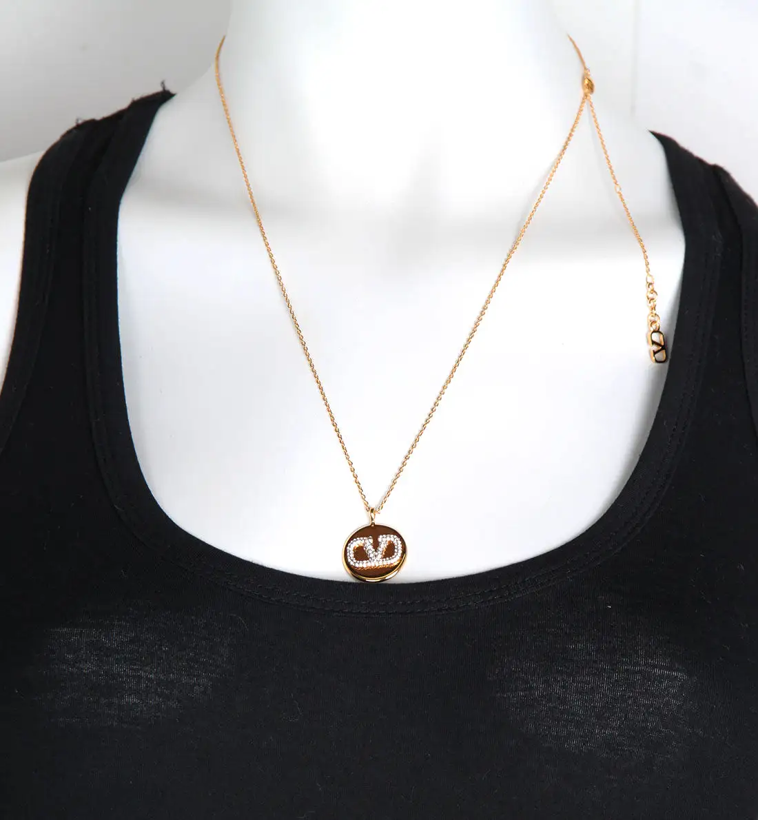 VLOGO Round Emblem Necklace, Gold