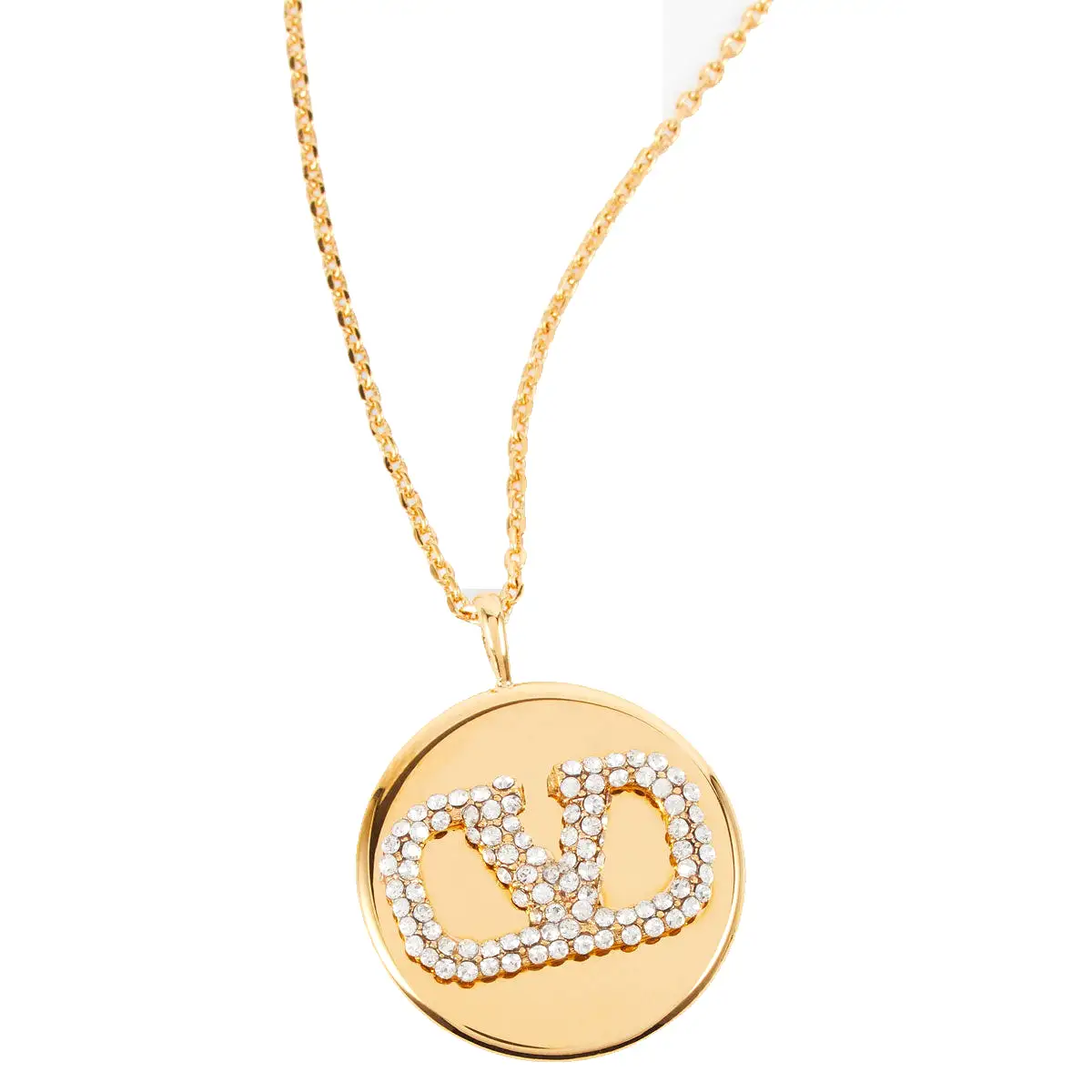 VLOGO Round Emblem Necklace, Gold