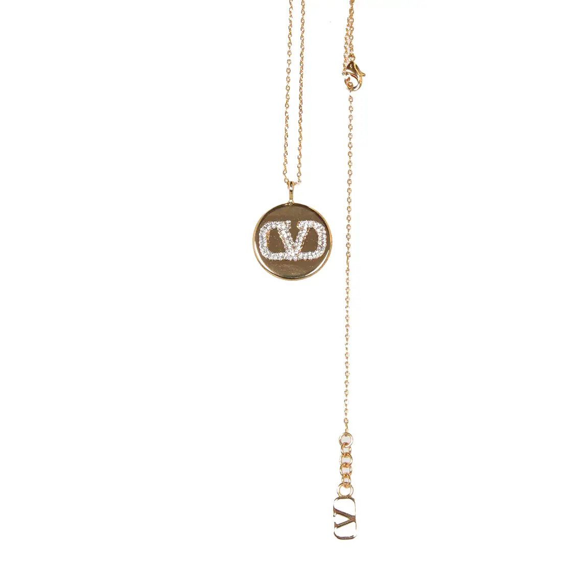 VLOGO Round Emblem Necklace, Gold