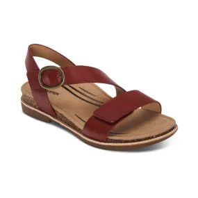 Women's Aetrex Tamara Asymmetrical Quarter Strap Sandal Color: Red