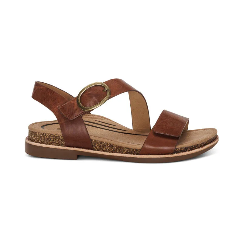 Women's Aetrex Tamara Asymmetrical Quarter Strap Sandal Color: Walnut