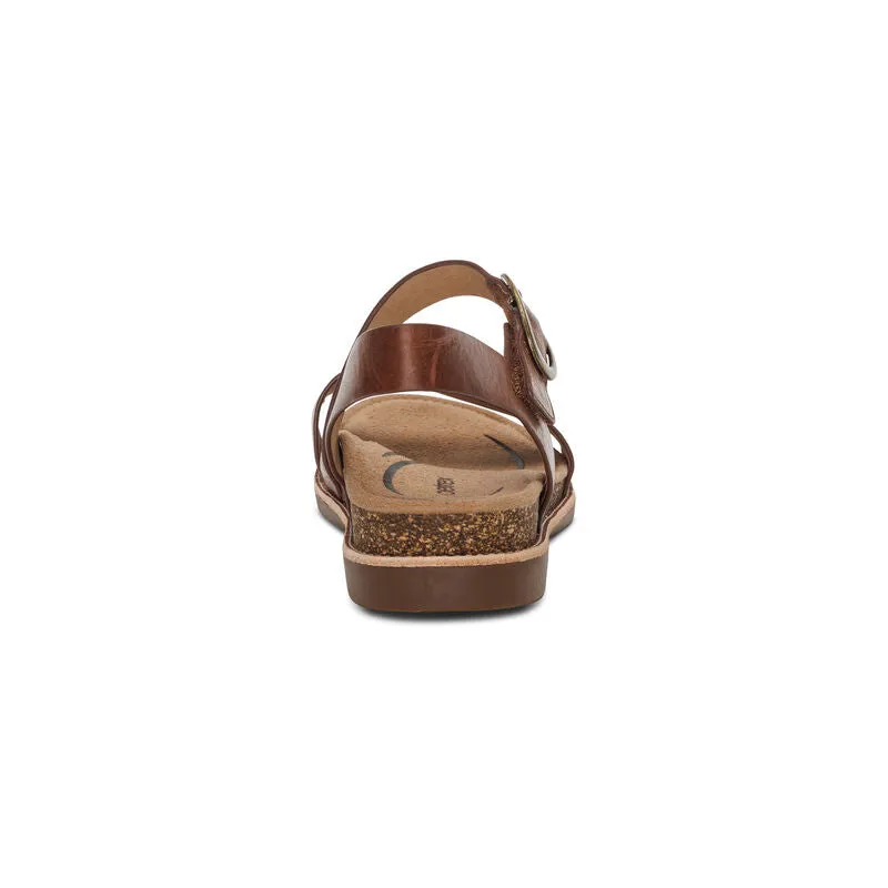 Women's Aetrex Tamara Asymmetrical Quarter Strap Sandal Color: Walnut